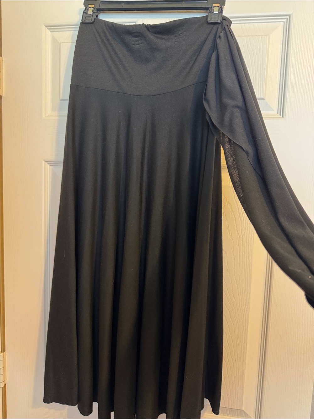 Black Maxi Skirt with Side Drape